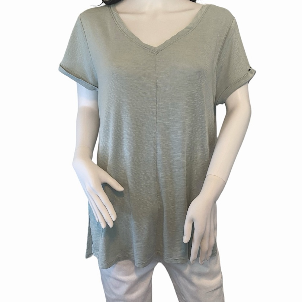 J. Jill Pima Short Sleeve V Neck Tee Shirt